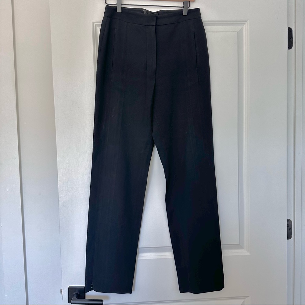 Babaton 1-01 (6) Black High Waist Straight Leg Trouser Pants - Zipper Hem Legs - Picture 4 of 9